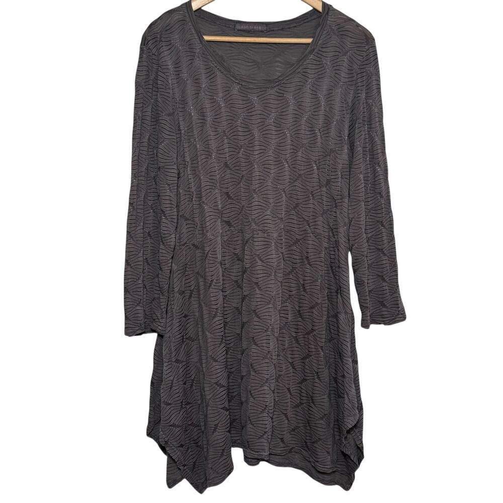 Cut Loose x Sundance Gray Shark Bite Hem 3/4 Sleeve Large Textured Dress